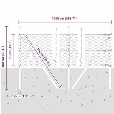 VidaXL Afrasteringspaal groen 10 x 0,5 m (50 mm gaas) staal en pvc