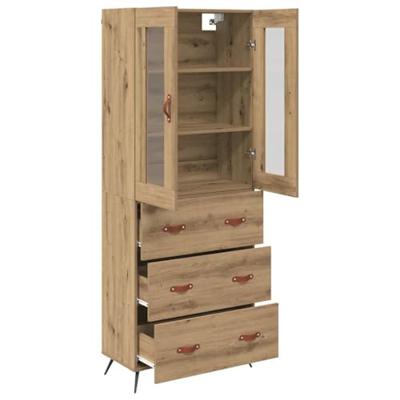 Hoge opbergkast met plank 2 pcs Artisan Eiken Bewerkt hout