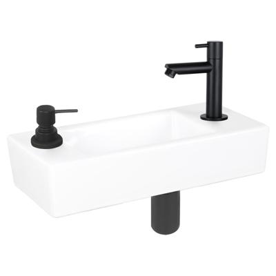 Fonteinset Differnz Sapon Rechts 42.5x18.5x9 cm Geintegreerde Zeepdispenser Keramiek Wit (inclusief mat zwarte kraan sifon en afvoer) Fonteinset Differnz Sapon Rechts 42.5x18.5x9 cm Geintegreerde Zeepdispenser Keramiek Wit (inclusief mat zwarte kraan sifon en afvoer)