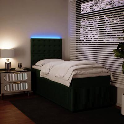 Boxspring met matras fluweel donkergroen 200x200 cm - thumbnail