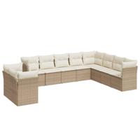 11-delige Tuinset met kussens poly rattan beige - thumbnail
