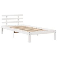 Bedframe met hoofdeinde zonder matras 90x200 cm wit - thumbnail