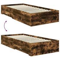 Bedframe met hoofdeinde Gerookt eiken 90 x 190 cm Bewerkt hout - thumbnail