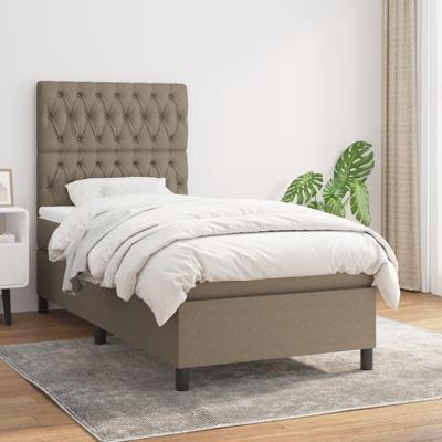 Boxspring met matras stof taupe 90x200 cm