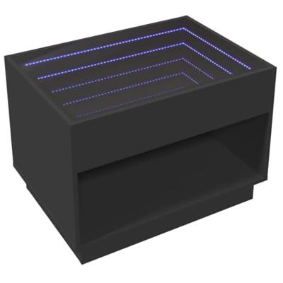 Salontafel met Infinity LED 70x50x50 cm zwart