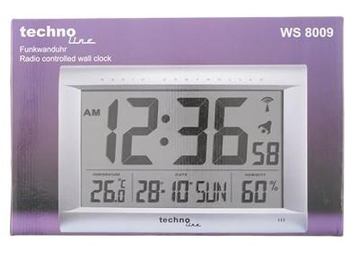 Techno Line WS 8009 Wandklok Zendergestuurd 4.3 cm x 410 mm x 270 mm x 43 mm Zilver