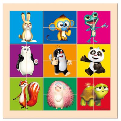 Bino legpuzzel Little Mole & Panda junior 20 cm hout 18 delig Bino legpuzzel Little Mole & Panda junior 20 cm hout 18 delig