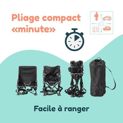 BAMBISOL - Draagbare babybooster, om te bouwen tot kinderstoel - Afneembare tablet, snel en compact opvouwbaar, draagtas BAMBISOL - Draagbare babybooster, om te bouwen tot kinderstoel - Afneembare tablet, snel en compact opvouwbaar, draagtas