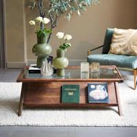 Light & Living Salontafel 'Yuki' Acaciahout en glas, 112 x 70cm - thumbnail