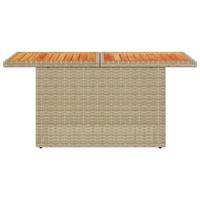 Tuintafel 100x55x73 cm poly rattan en acaciahout beige - thumbnail