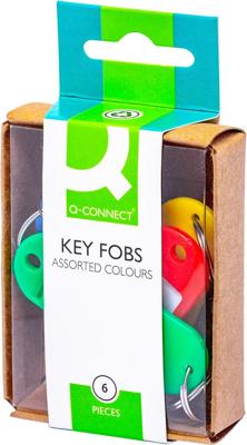 Q-CONNECT sleutelhanger, pak van 6 stuks, geassorteerde kleuren