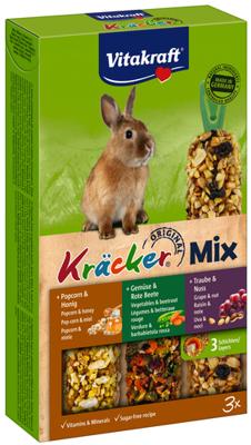 Trio Mix druif/noot-groente/biet-popcorn/honing-kracker dwergkonijn 3in1 - Vitakraft