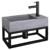 Differnz Differnz Force fonteinset beton donkergrijs - kraan recht - met handdoekrek mat zwart - thumbnail