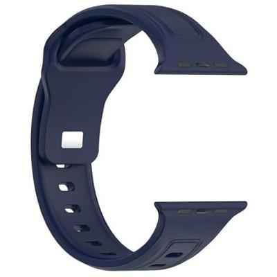 By Qubix - Square siliconen band - Navy - Compatible met Apple Watch 38mm / 40mm / 41mm / 42mm - Compatible Apple watch bandjes