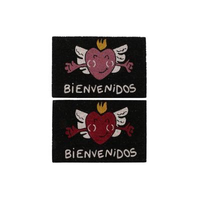 Deurmat DKD Home Decor Rood Zwart Roze Rubber Wit 2 Stuks Kokosvezel (60 x 40 x 1,5 cm)