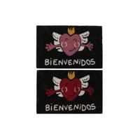 Deurmat DKD Home Decor Rood Zwart Roze Rubber Wit 2 Stuks Kokosvezel (60 x 40 x 1,5 cm) - thumbnail