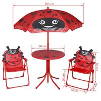 3-delige Bistroset voor kinderen met parasol rood - thumbnail