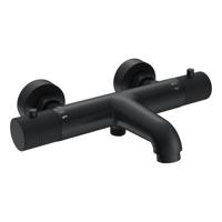Wiesbaden Ribbd thermostatische badmengkraan hartafstand 15 cm mat zwart - thumbnail