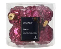 Decoris Kerstballen glas dennenappel 6st Granaatappel 5x7cm - thumbnail