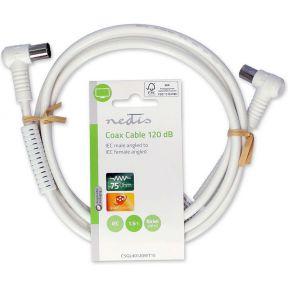 Nedis Coaxkabel | IEC (Coax) Male | IEC (Coax) Female | Vernikkeld | 120 dB | 75 Ohm | Viervoudig Afgeschermd | 1.50 m | Rond | PVC | Wit | Label -