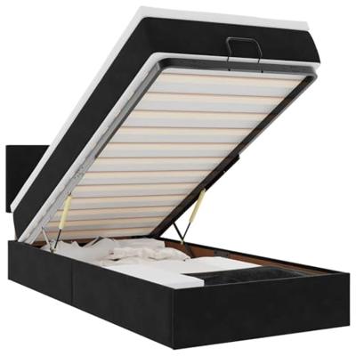 Ottoman bed met matras 90x200cm fluweel zwart