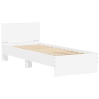 Bedframe met hoofdbord en LED-verlichting wit 90x200 cm - thumbnail