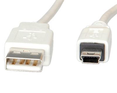 VALUE USB 2.0 kabel, type A - 5-Pin Mini, Typ A 5 Pin Mini , wit, 3 m VALUE USB 2.0 kabel, type A - 5-Pin Mini, Typ A 5 Pin Mini , wit, 3 m