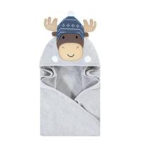 Hudson Baby Unisex Baby Cotton Animal Face Hooded Towel, Winter Moose, One Size - thumbnail