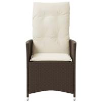 Tuinstoel verstelbaar met kussens poly rattan bruin - thumbnail