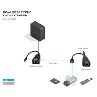 LINDY USB 2.0 Typ C Cat.6 Extender USB-extender USB-C 2.0 Via netwerkkabel RJ45 100 m - thumbnail
