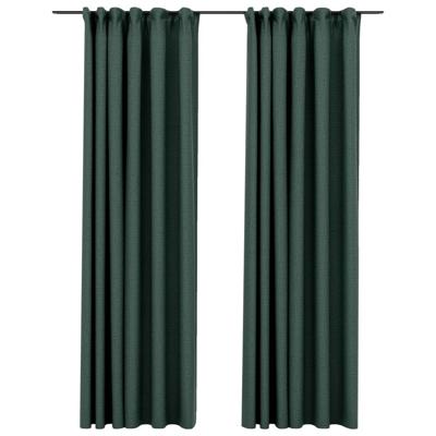 VidaXL Gordijnen linnen-look verduisterend haken 2 st 140x225 cm groen VidaXL Gordijnen linnen-look verduisterend haken 2 st 140x225 cm groen