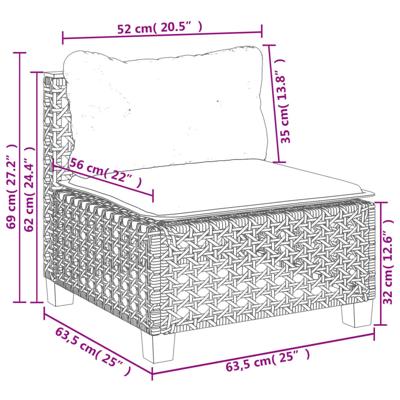 4-delige Loungeset met kussens poly rattan grijs - thumbnail