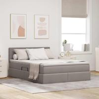 Opbergbed met matras met matras Taupe 140 x 200 cm Bewerkt hout - thumbnail