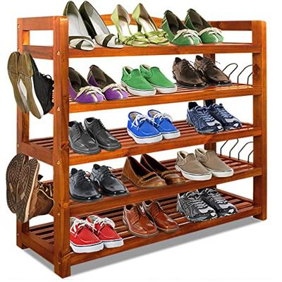 Acacia houten schoenenrek 5 planken Acacia houten schoenenrek 5 planken