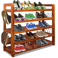 Acacia houten schoenenrek 5 planken - thumbnail