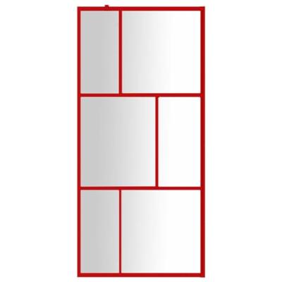 VidaXL Inloopdouchewand transparant 80x195 cm esg-glas rood