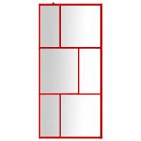 VidaXL Inloopdouchewand transparant 80x195 cm esg-glas rood - thumbnail