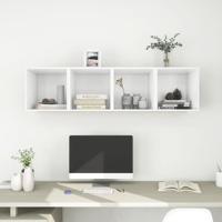 VidaXL Wandkasten 4 st 37x37x37 cm bewerkt hout wit - thumbnail