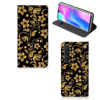 Xiaomi Mi Note 10 Lite Smart Cover Gouden Bloemen Xiaomi Mi Note 10 Lite Smart Cover Gouden Bloemen