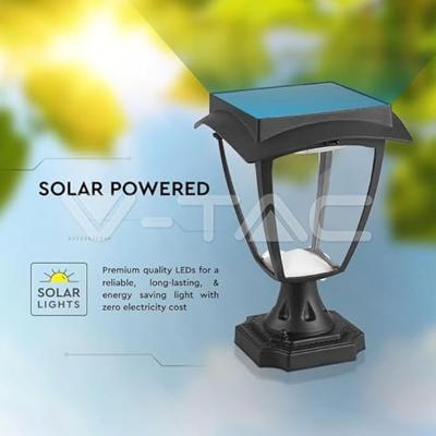 V-TAC VT-983 Solar Vloerlamp -IP65 Waterdicht - Mat Zwart - 2W - 110 Lumen - 3000K+6000K