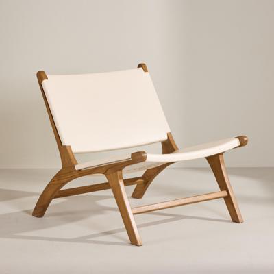 Nohr Fauteuil 'Calogero' Teakhout en Lederlook, kleur Crème