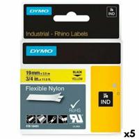Gelamineerde Tape voor Labelmakers Rhino Dymo ID1-19 19 x 3,5 mm Zwart Geel Zelfklevend (5 Stuks) - thumbnail