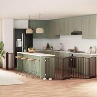 Hondenhek inklapbaar 8 panelen 640 cm populierenhout bruin - thumbnail