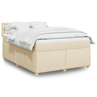 Boxspring met matras stof crèmekleurig 160x200 cm - thumbnail