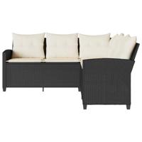 Loungebank met kussens L-vormig poly rattan zwart - thumbnail