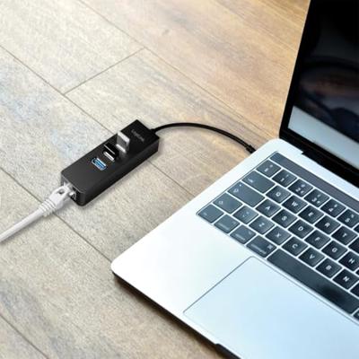 LogiLink USB 3.2 Gen 1 (USB 3.0) Adapter [1x USB 3.2 Gen 1 stekker C (USB 3.0) - 1x RJ45-bus, USB 3.2 Gen 1 bus A (USB 3.0)] USB-C 3-Port Hub with Gigabit