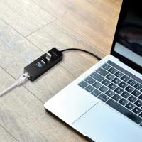 LogiLink USB 3.2 Gen 1 (USB 3.0) Adapter [1x USB 3.2 Gen 1 stekker C (USB 3.0) - 1x RJ45-bus, USB 3.2 Gen 1 bus A (USB 3.0)] USB-C 3-Port Hub with Gigabit - thumbnail