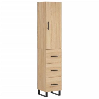 Hoge kast 34,5x34x180 cm bewerkt hout sonoma eikenkleurig