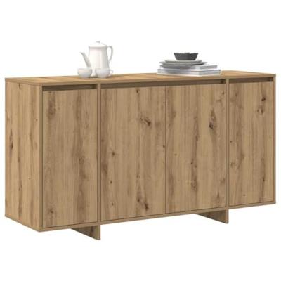 Dressoir artisanaal eikenkleurig 135 x 41 x 69 cm Bewerkt hout