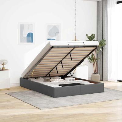 Bedframe zonder matras 140x200 cm stof donkergrijs